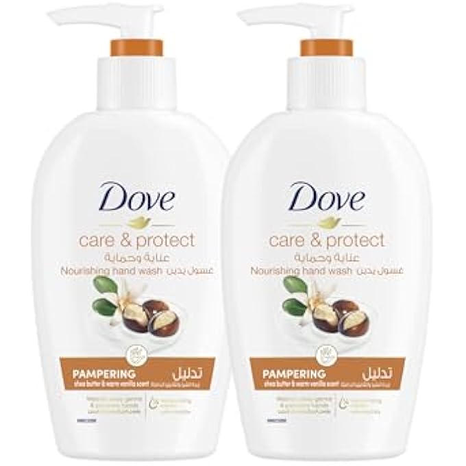 Dove PAMPERING HAND WASH NATURAL CARING FORMULA, SHEA BUTTER, WITH  MOISTURISING CREAM, 250ML, PACK OF 2 - Image 1